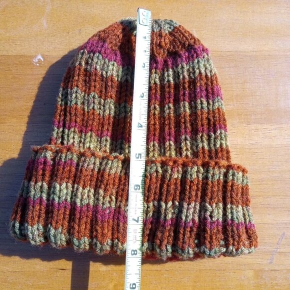 Mens Hipster Wide Cuff Beanie Hat Hand Knit Rib Acrylic Sailor Womens Autumn - Picture 8 of 11